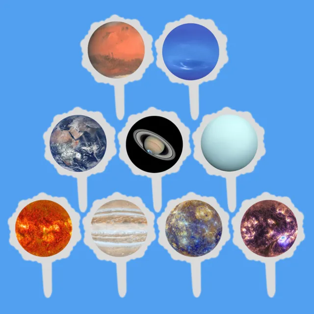 9 Pcs Solar System Cake Decor Planet Birthday Toppers Cakes
