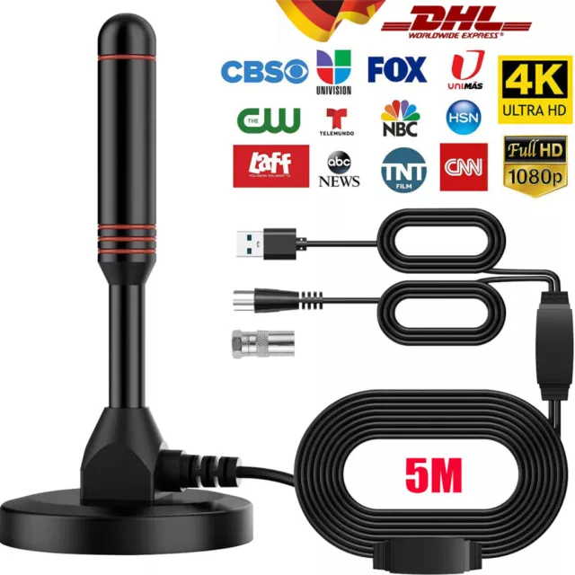 DVB-T2 Antenne mit Verstärker 30Dbi+ HDTV Zimmerantenne für Fernseher 5m Kabe