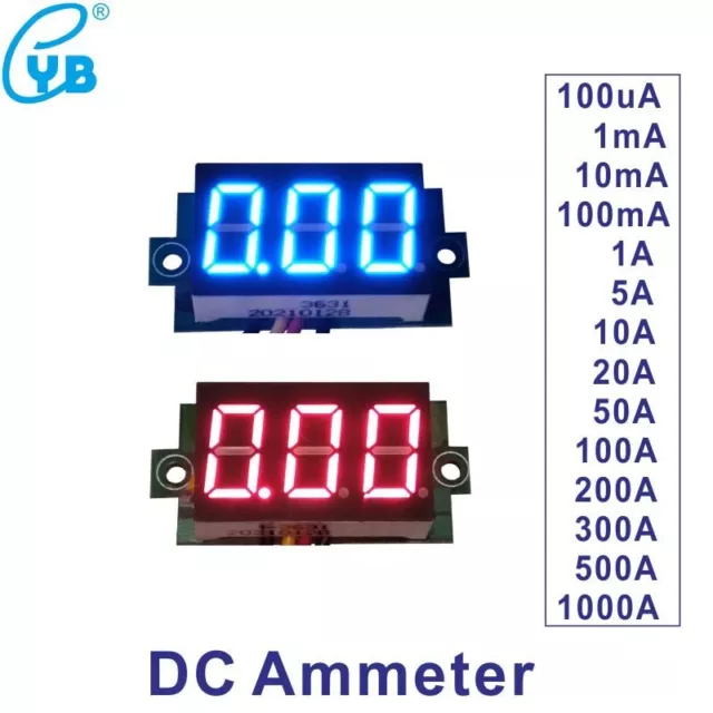 YB20C Ammeter DC Current Meter LED Digital Ampere Meter Amp Panel Meter