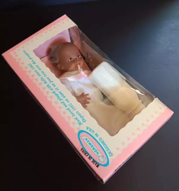 Horsman Mini Thirstee Black Baby Doll Drinks Wets Washable 17038 Vtg 1987 Nib