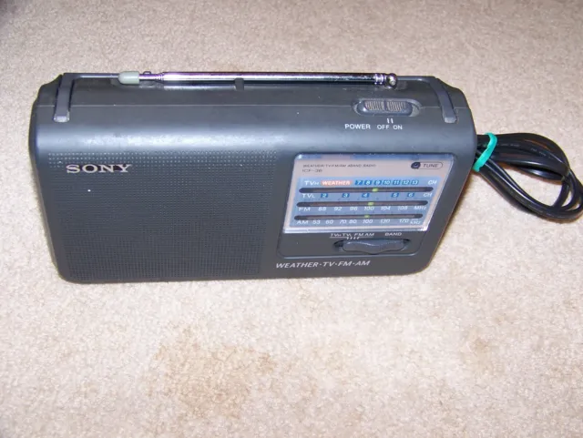Sony ICF-36 Weather/TV/FM/AM 4 Band Portable Radio Tested Works Great