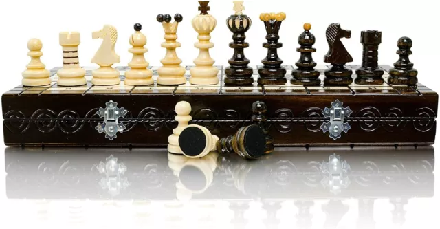 Stunning PEARL XL Large Wooden Chess Set 42cm/16in. Very Popular Europen Chess