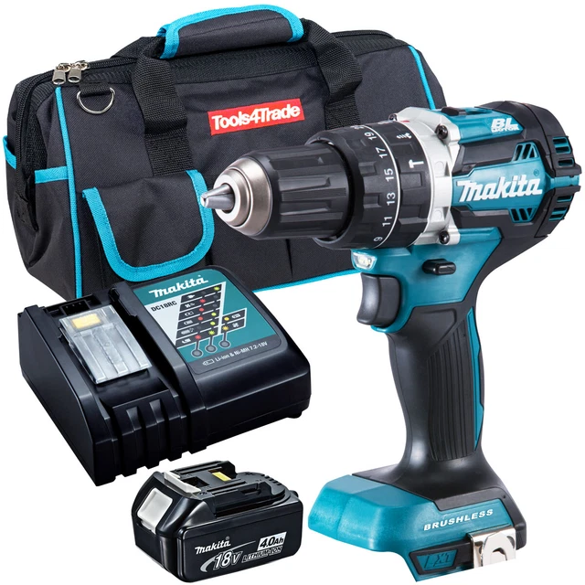 MAKITA DHP484Z 18V Brushless Combi Drill with 1 x 4.0Ah Battery Charger