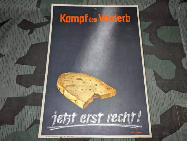 Original WWII German Poster Kampf Dem Verderb! Fight Food Waste Rationing 1940s