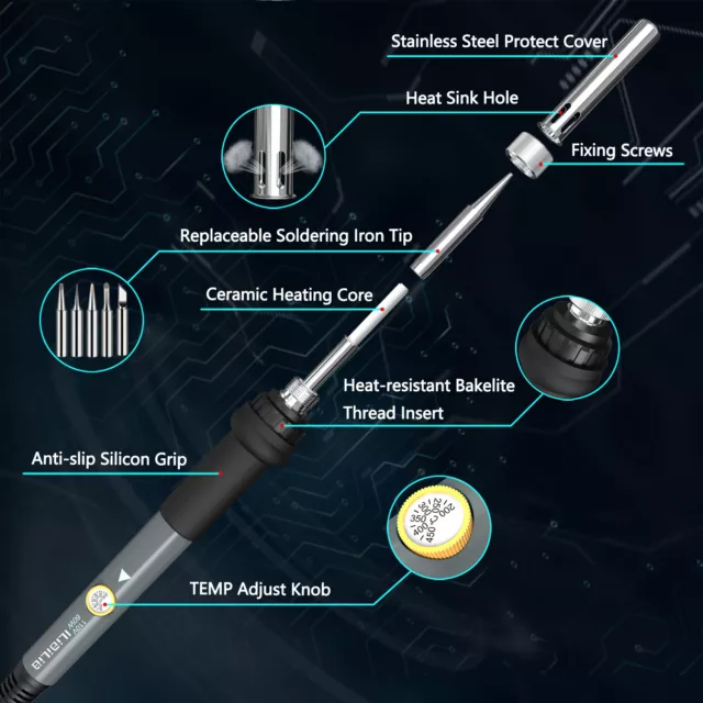Lötkolben-Kit elektrisch 60W 220V einstellbare Temperatur Lötpistole Werkzeug DE 2