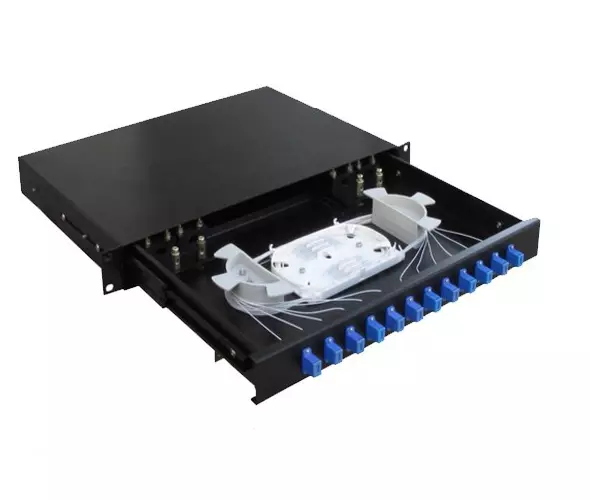 1U 19'' 12 Port SC Fiber patch panel loaded with pigtail,adapter,Splice tray-908