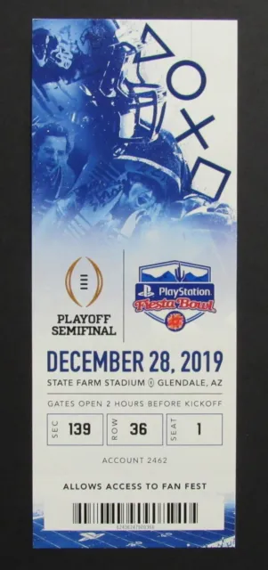 2019 Fiesta Bowl College Football Game Full Ticket Clemson vs. Ohio State