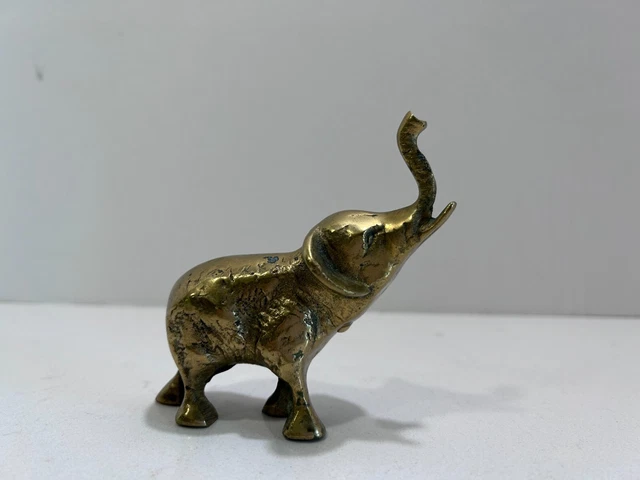 Vintage 4" Solid Brass Elephant Statue Figurine Home Decor