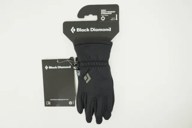 New! Black Diamond Kid's Heavyweight Screentap Gloves Black (Size Medium)