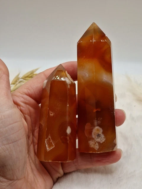 Joblot Carnelian Flower agate Crystal Tower Point Gemstone Healing Chakra