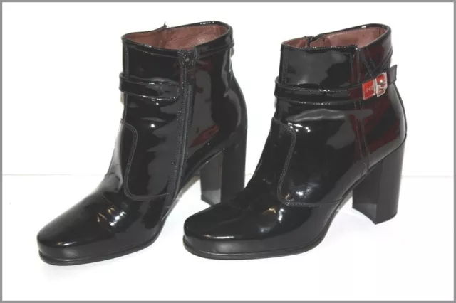 NEROGIARDINI  Bottines Boots Cuir Vernis Noir Talons T 36.5 TTBE