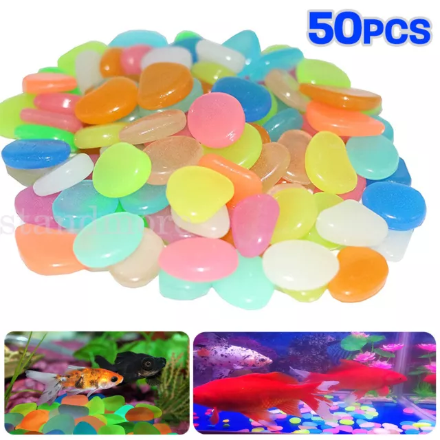 Glow In The Dark Pebbles Luminous Stones Garden Walkaway Aquarium Fish Tank