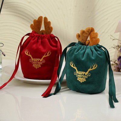 Natale Candy Bag Corna Borsa Elk velluto disegnare stringa regalo Bunny Borsa Imballaggio 