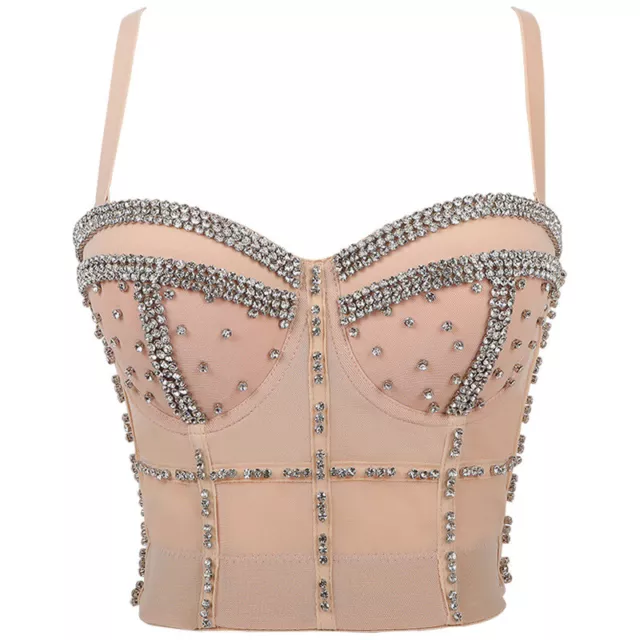 Femmes Diamant Débardeur Bustier Soutien-Gorge Bralette Corset Haut Court