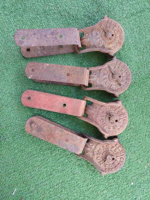 4 Antique Myers Stay On Cast Iron Sliding Barn Grainery Shed Farm Door Rollers
