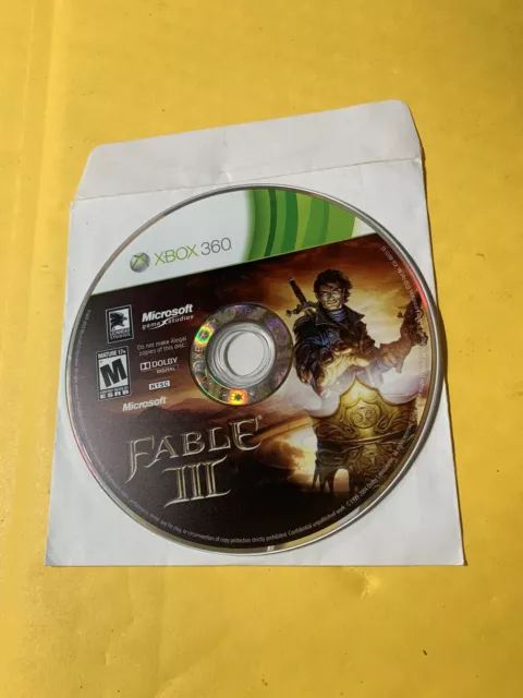 Fable III (Microsoft Xbox 360, 2010) Tested N Working Disc Only