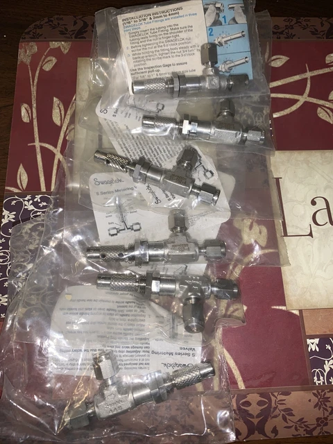 Qty 6 Swagelok Fittings SS-SS2-A Metering Valves