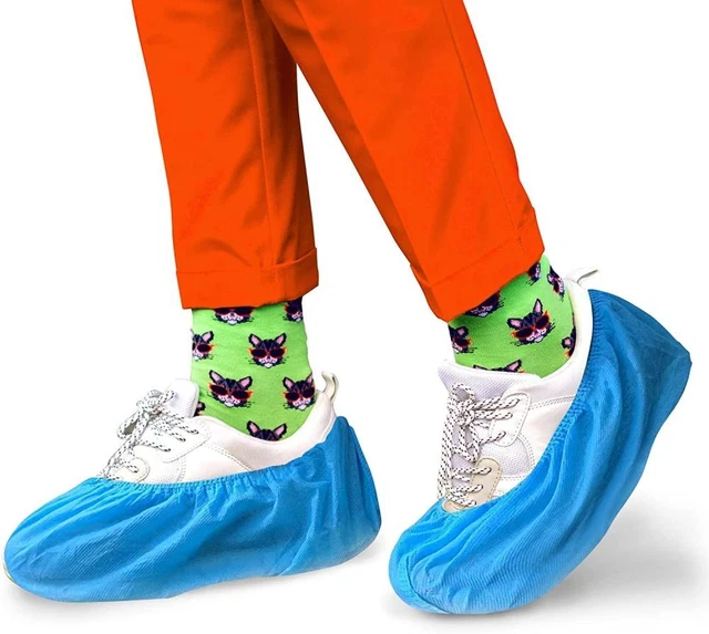 Disposable Shoe Covers for Indoors Non Slip 15". Pack of 50 Polypropylene Blue