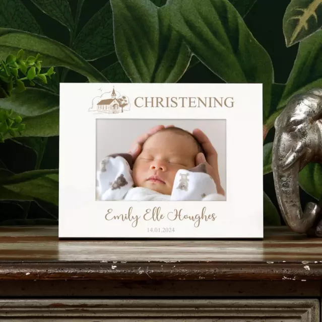 Personalised Christening Day Photo Frame With Church Sketch C58-196