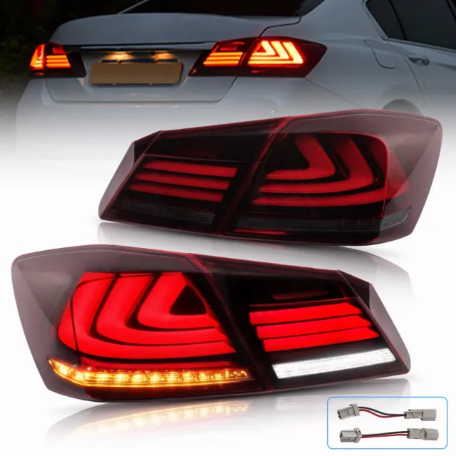 VLAND LED Rear Tail Lights For Honda Accord 2013-2015 Sequential DRL 4Door Sedan