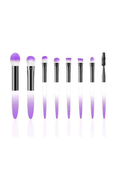 Pennelli Trucco Make-up Professionali Set 8 Pezzi Viola