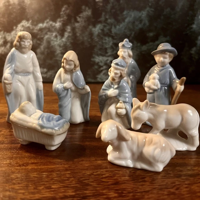 LEFTON VINTAGE SRI Lanka Nativity Set 8 PC Porcelain/Ceramic £45.00