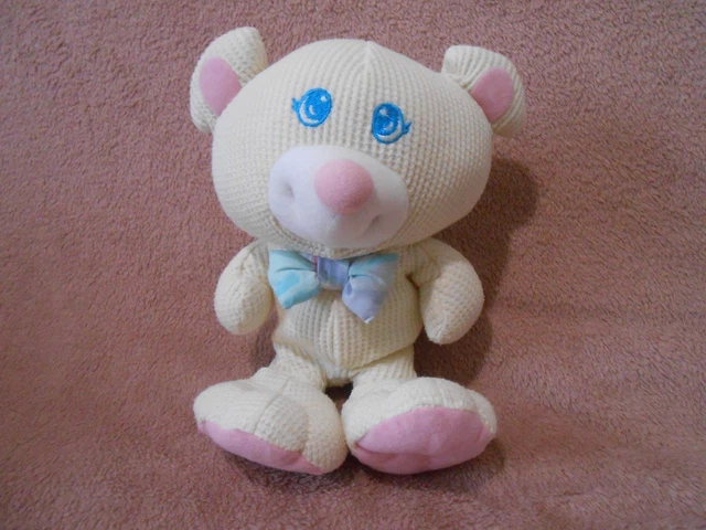 Doudou Ours Fisher Price – écru Et Rose – Vintage 1994, Nœud