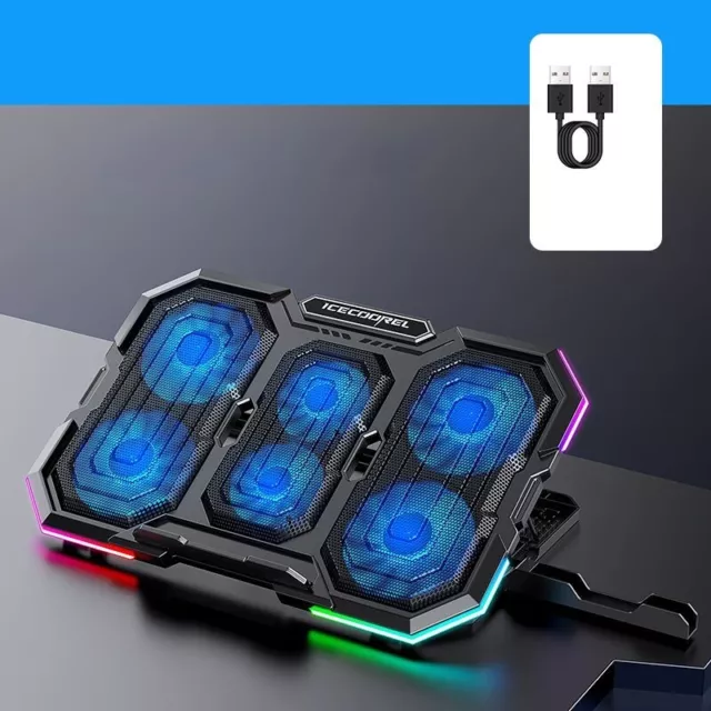 Laptop Cooling Pad With Phone Holder RGB Light 6 Fan Base - 12-18 Inches Macbook