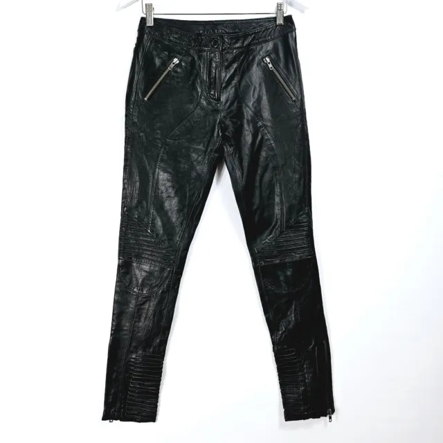 Asos Revive - NEW - 100 % Real Leather Biker Trousers - Black - UK 8