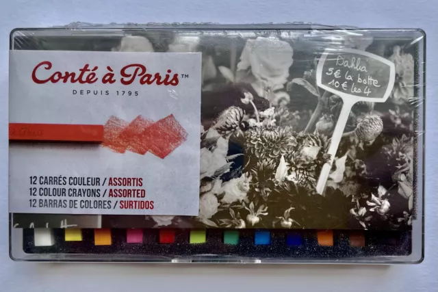 Conté à Paris Pastel Pencils with 12 Assorted Colors, Black