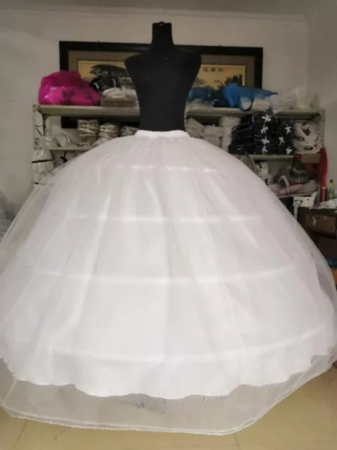 4 Hoops Big White Petticoat Crinoline Slip Underskirt For Wedding Dress Gown