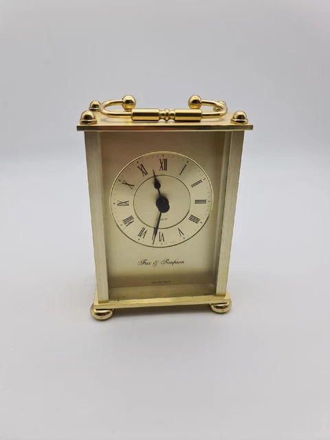 FOX & SIMPSON Brass Carriage /Mantel Quartz Clock £12.99 - PicClick UK