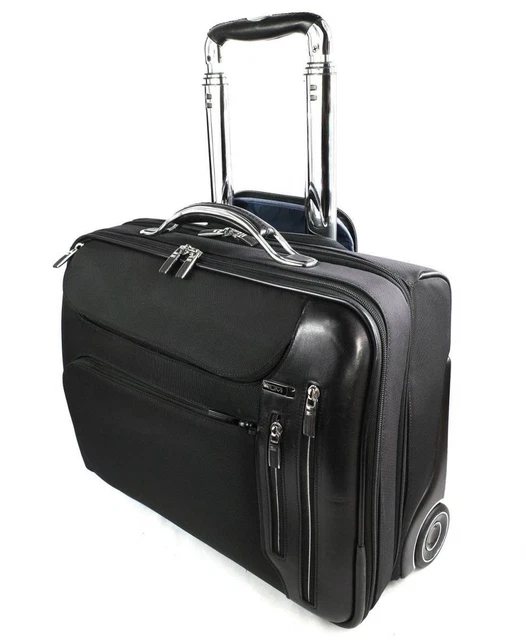 Used Tumi Arrive 25603 LaGuardia Wheeled Briefs Gray Briefcase Black Color