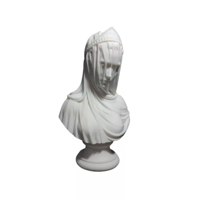 Veiled maiden woman Bust Head Marble Statue Exact Museum Copy Sculpture