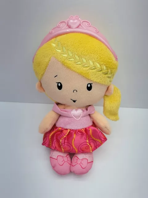 Fisher Price Princess Ballerina Plush 10" Doll 2014 Rattle Blonde Hair Pink