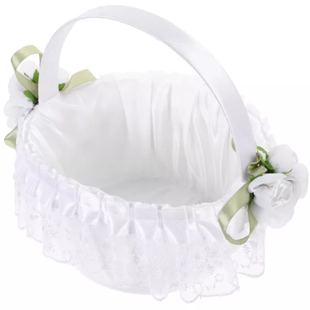 Cesta de flores de encaje blanco de dama de honor cesta de almacenamiento al aire libre cesta de mimbre