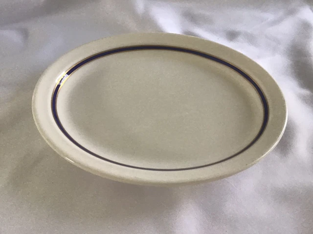Vintage Railroad, China Oval Plate, Syracuse Econo Rim Blue Gold ￼Border Train 2