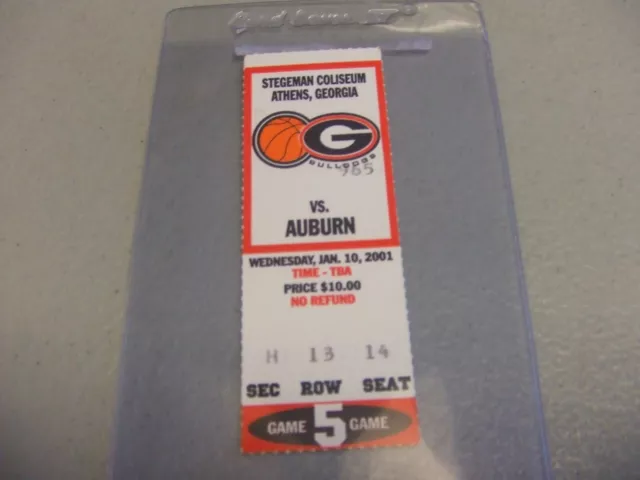 Auburn Tigers vs Georgia Bulldogs (1-10-2001) Basketball Ticket Stub
