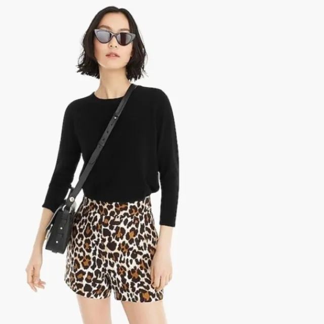 J. Crew NWT Linen Blend Leopard Print High Waisted Shorts Size 0