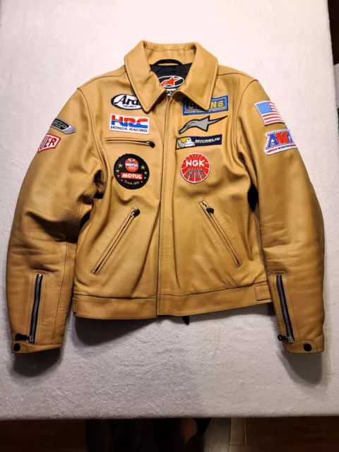 Alpinestars Vintage Heavy Leather Motorcycle Jacket Size 54, US 44