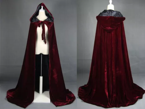 Cloak Hooded Velvet Satin Cape Renaissance Clothing Medieval Costume Capes Cloak