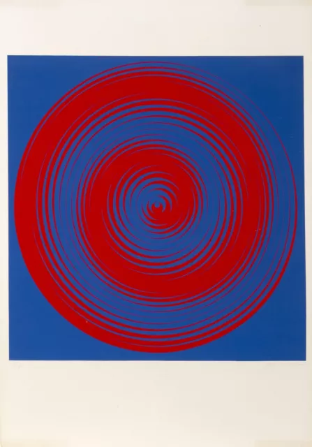 Getulio Alviani, Blu E Rosso Spirali, Serigrafia, Firmato E Numerata IN Matita