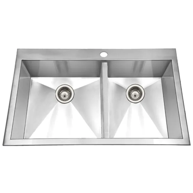 Houzer BCD-3322 Zero Radius Topmount Stainless Steel 1-Hole Bowl Kitchen Sink