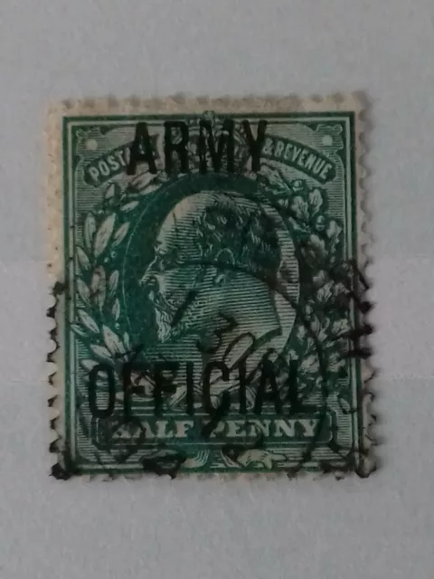 GB overprint ARMY OFFICIAL Edward VII, Halfpenny Green, Good condition/used.