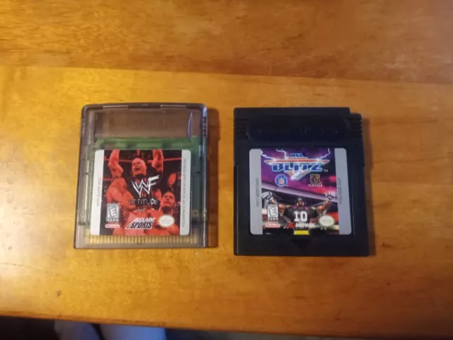 Game Boy Color Sports Games Lot (2) WWF Attitude Wrestling & NFL Blitz Football