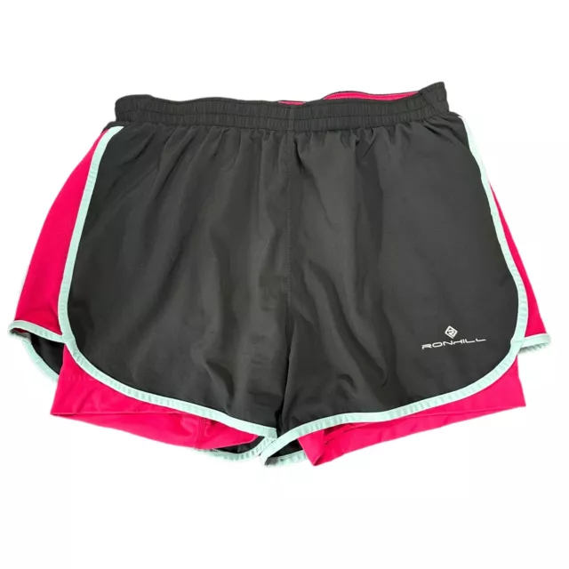 Ronhill Twin Skin Laufshorts Damen Größe 14 marineblaupink