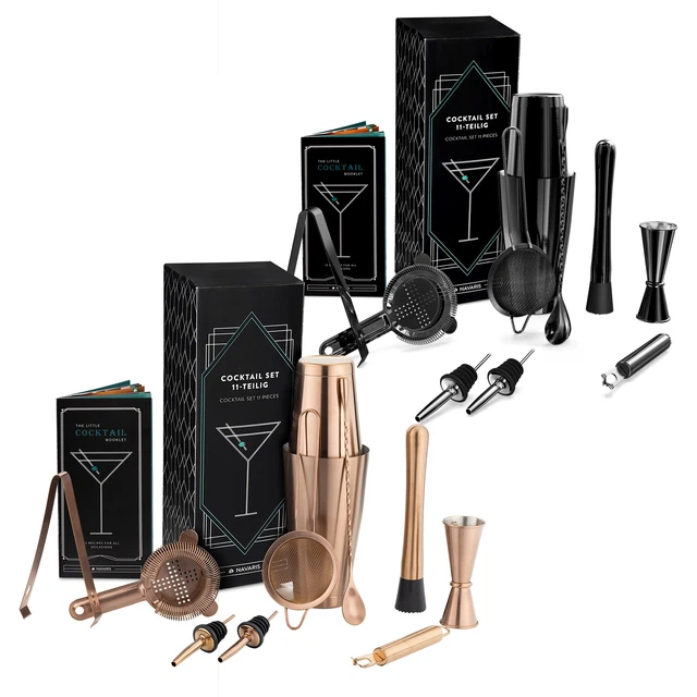 Shaker Boston - Kit à cocktails 11 pièces en inox Navaris