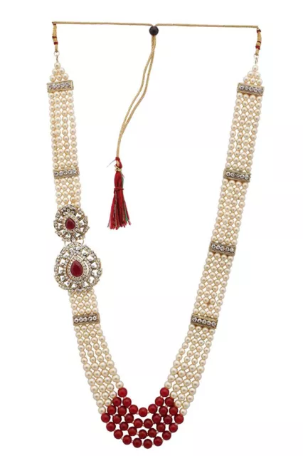 Indien Traditionnel Multicouche Perle Collier pour Mariage Marié Rose & Doré