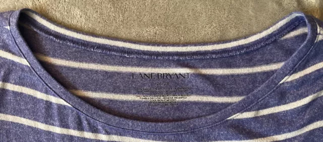 Lane Bryant 26/28 Blue Extreme High Low Boat Neck Striped Tee Width 26 Length 28 3