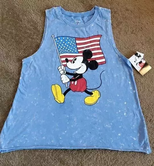 Womans Disney Mickey Mouse American Flag Patriotic Tank Top Size S M L XL 1X NWT